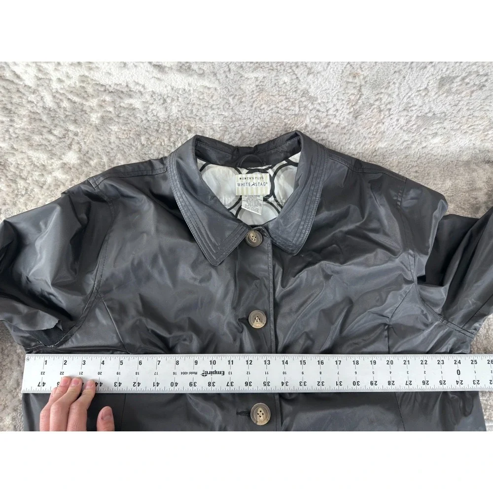 White Stag Plus Size 3X 22W/24W Minimalist Outdoor Overcoat Black‎ Button